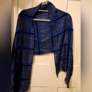 EUC blue/silver/black scarf